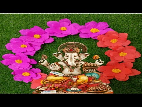 Quick and Easy Flower Backdrop for Ganpati Decoration at home, Handmade Makhar making@Papersai arts Video