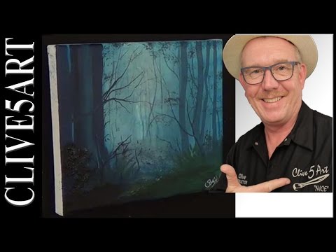 A Misty Forest, Easy, Acrylic painting for beginners,