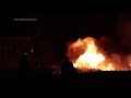 Fire engulfs buildings in industrial area of Kharkiv after Russian drone strike - Video