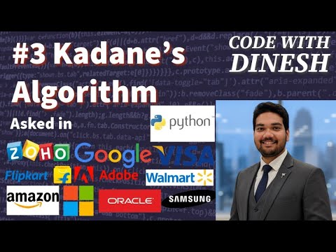 Kadanes Algorithm In Python Maximum Subarray Sum Explained Code With Dinesh