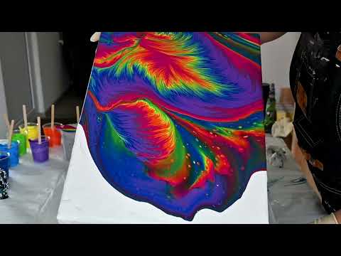 (973) RAINBOW  Fluid Art ~ Abstract Acrylic Painting ~ Acrylic Pouring Split Cup ~ Straight Pour