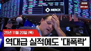 【미국 증시 오늘의 요약】 엔비디아 서프라이즈에도 미 증시 '와르르'... 4월 이후 최악의 변동성 터졌다 - 2025/11/20