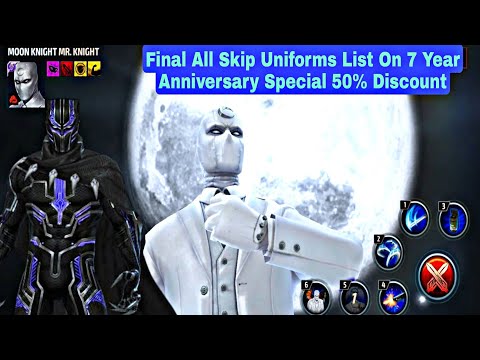 Final All Skip Uniforms List On 7 Year Anniversary Special 50% Discount - Marvel Future Fight