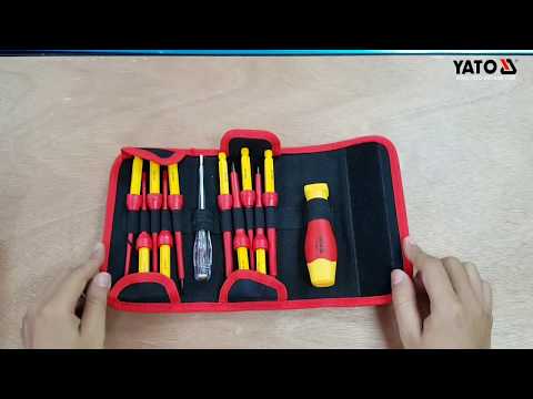 Набор диэлектрических отверток до 1000 V, 12 шт. с чехлом YATO Набор диэлектрических отверток до 1000 V, 12 шт. с чехлом YATO