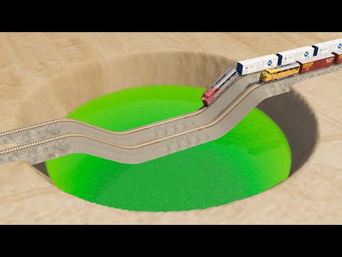 Impossible Weird Wave Rail Tracks vs Trains Crossing in BeamNG.Drive Game HPSZPU - BeamNG OMDs