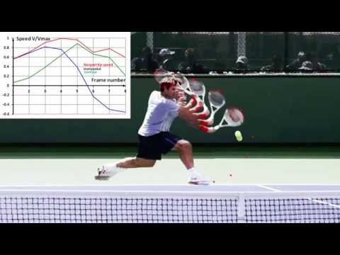 Federer slice backhand Falling slow ball Front Analysis Super slow motion