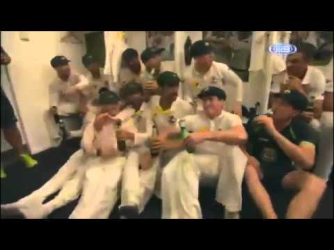 Ashes winning Australia players spray Mark Taylor with beer