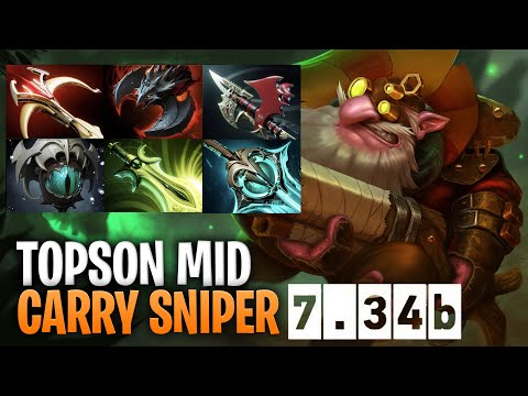 Topson Mid Carry Sniper - Dota 2 Pro Immortal Sniper Gameplay 7.34b