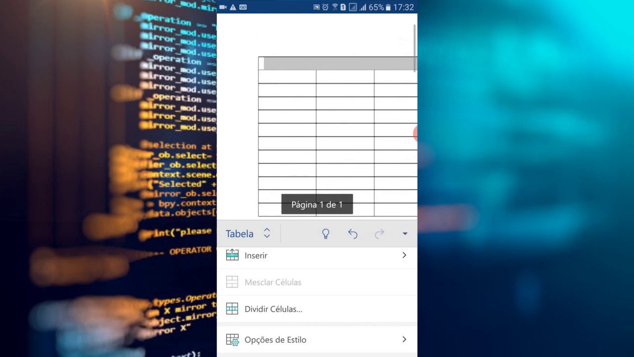 Criando uma tabela no Word pelo celular
