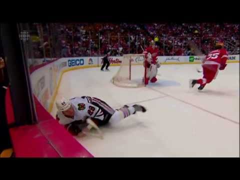 Jonathan Ericsson knocks Bryan Bickell into next week with the Huge Hit May 23 2013 HD