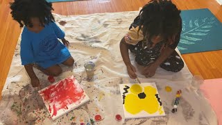 My 3 year old and 7 year old painting their emotions #artheals