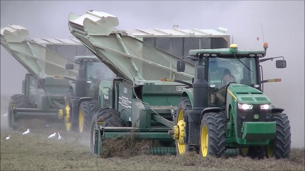 7 JOHN DEERE 8000R TRACTORS PICKING PEANUTS. GREEN CIRCLE FARMS 2018 PEANUT HARVEST PT1