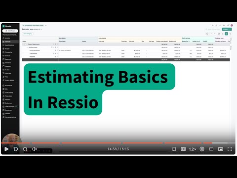 This video provides a tutorial on the basics of building estimates in Ressio, covering manual category creation and cost item organization.