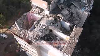 З'явилися фото та відео зруйнованої окупантами багатоповерхівки, зняті з висоти пташиного польоту