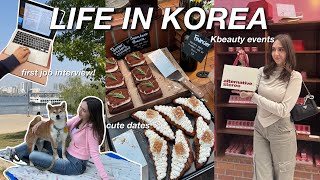 LIFE IN KOREA 🇰🇷 my first job interview, K-beauty events, Han River park picnic, Seongsu cafe date