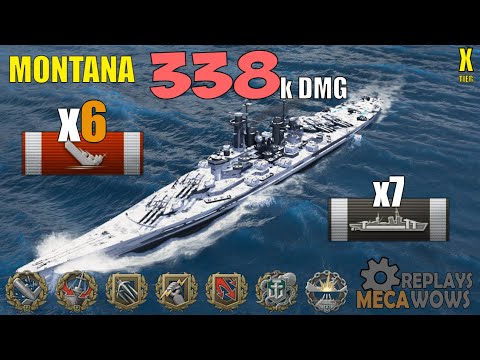 Battleship Montana 6 Kills & 338k Damage | World of Warships Gameplay