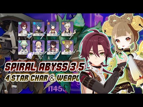 SPIRAL ABYSS 3.5 FLOOR 12 WITH F2P 4 STAR CHARACTER & 4 STAR WEAPON ONLY - GENSHIN IMPACT