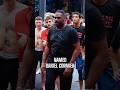 Jon Jones lightly pokes at Daniel Cormier during a seminar at @bangtaomuaythaimma