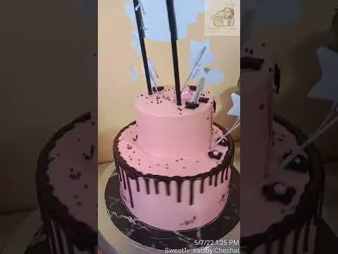 2 layer cake black pink Theme🤗
