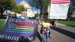 Rebecca Rotando and Kathy List Attend the No Kings protest in Waterbury