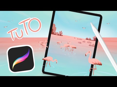 Débutant Apprends à dessiner des flamants roses à l’infini! --- Tuto Procreate facile !