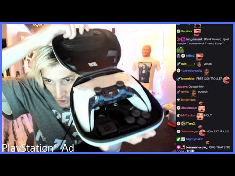xQc unboxes new PS5 controller gifted by PlayStation