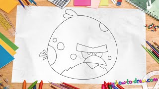 How to draw Angry Birds Terence - Easy step-by-step drawing lessons for kids