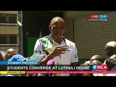 Student protests against financial exclusion Ace Magashule addresses protestors