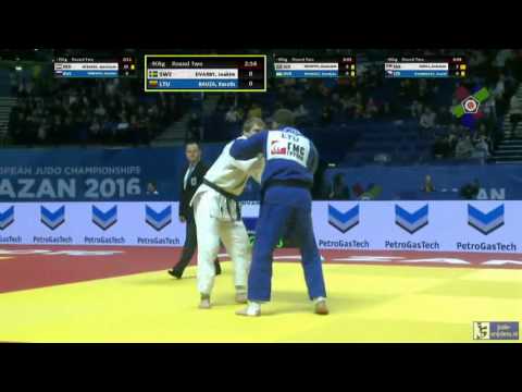 Judo 2016 European Championships Kazan: Dvarby (SWE) - Bauza (LTU) [-90kg]