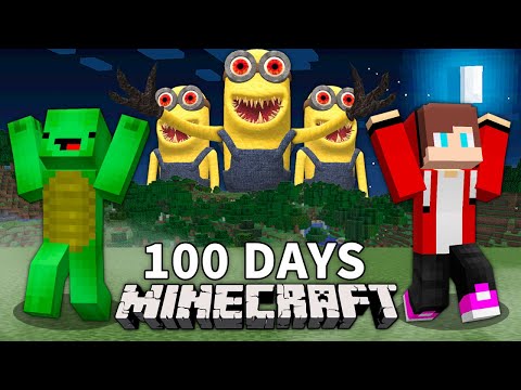 JJ and Mikey Survived 100 Days From Scary MINIONS.EXE in Minecraft Challenge - Maizen