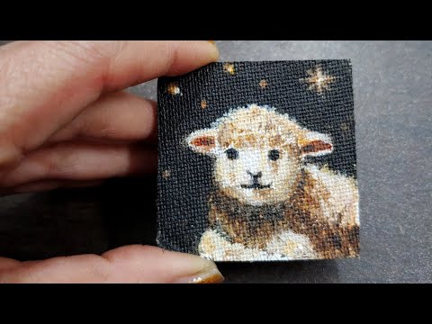  Cute Lamb Painting for Fridge Magnet //  Tiny Acrylic Painting Tutorial // Easy Painting Ideas 
