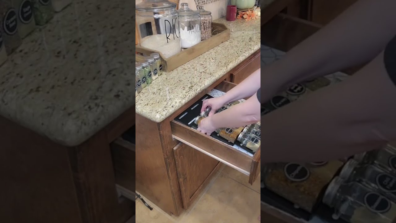 SpaceAid Spice Drawer Organizer with 28 Spice Jars#shorts