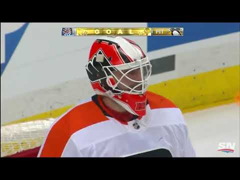 Sidney Crosby scores back hand mid air goal to put the pens up 5-0 in game 1