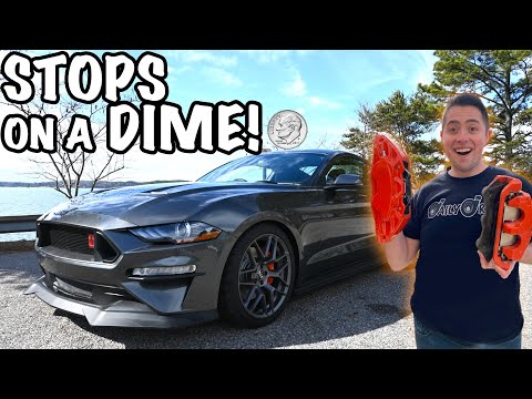 Installing HUGE 4 Piston Calipers On My Mustang Ecoboost!!