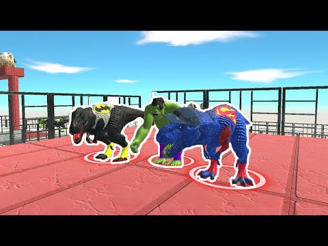 BATMAN T-REX & HULK GORO VS SUPERMAN DEATH RUN - Animal Revolt Battle Simulator Full Gameplay [ARBS]