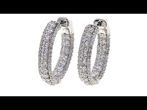 Absolute 3.22ctw Cubic Zirconia Hoop Earrings