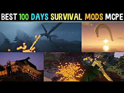 Top 5 mods for 100 days survival in minecraft || minecraft pe mods || minecraft 100 days survival