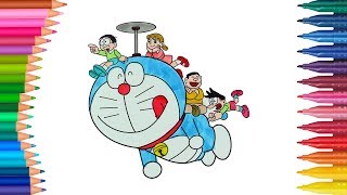 Doraemon | Çocuklar için Boyama Sayfası | Boyama ve Renkleri Öğreniyorum