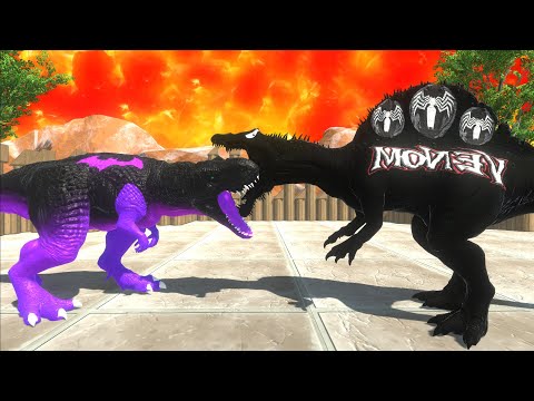 Batman T-rex vs Venom Spinosaurus Death Climb Run - Animal Revolt Battle Simulator