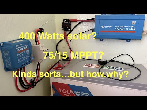 Maxing out the Victron 75/15 MPPT with 400 watts solar Works great for my conditions! 200Ah LiFePO4