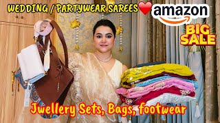 Amazon sale upto 80% off Saree, Jewellery set,Bracelet, Earrings, Bag & Footwear haul Rs.360-Rs.2000
