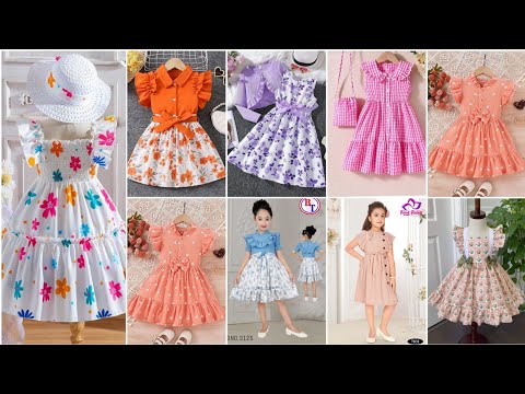 Latest printed comfortable lawn cotton  baby girl dress design 2024/ outfit baby  girls dress design