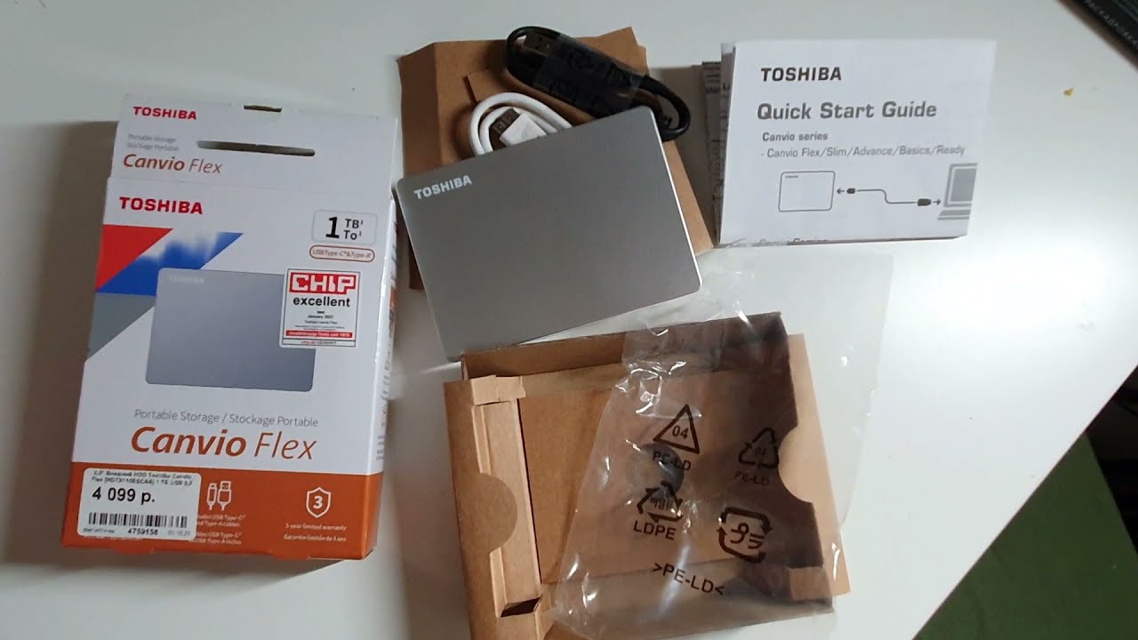 Внешний HDD Toshiba Canvio Flex 2Tb, серебро (HDTX120ESCAA)