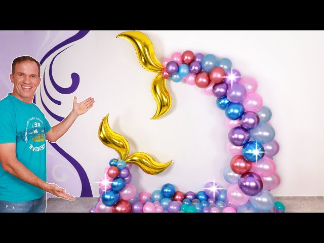 Vídeo relacionado con Kit De Arco De Globos Sirena, 123 Piezas Guirnalda De Globos Pastel Morado Rosa Verde Azulado Con Globo Caparazón Púrpura Para Niña Decoraciones Fiesta Temática Cumpleaños Sirena y Océano Bajo el Mar