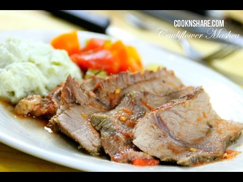 Cauliflower Mash with Tender Roast Beef