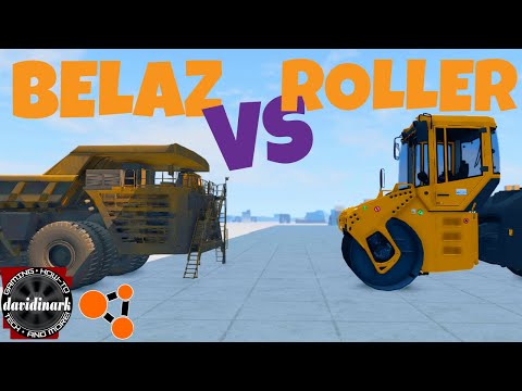 BeamNG Drive - BELAZ vs STEAM ROLLER! Giant Vehicles Face Off! Beamng car mods
