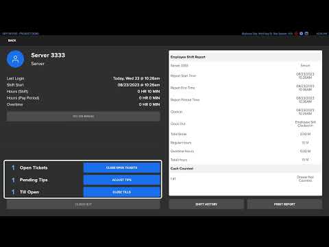 SkyTab POS End of Shift: Closing Tickets