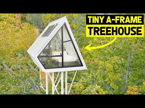 TINY A-FRAME CABIN 40FT IN THE AIR! Ultra-Modern Treehouse Airbnb Tour