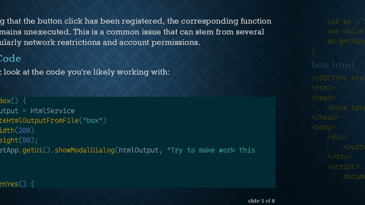 Solving the Issue: google.script.run Not Executing Your Function in Google Apps Script