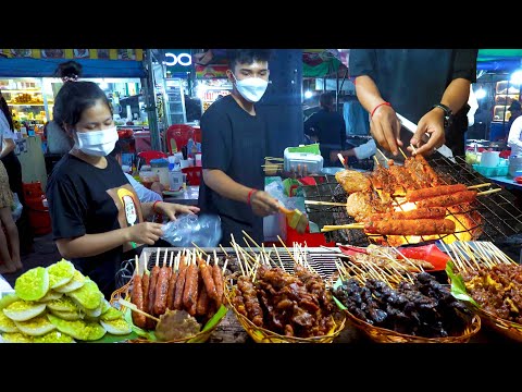 Cambodian Popular Street Food - Banh Sung, Banh Hoi, Grilled Beef, Desserts, And More